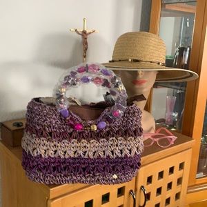 NWT cappelli straworld  purse with beaded handles